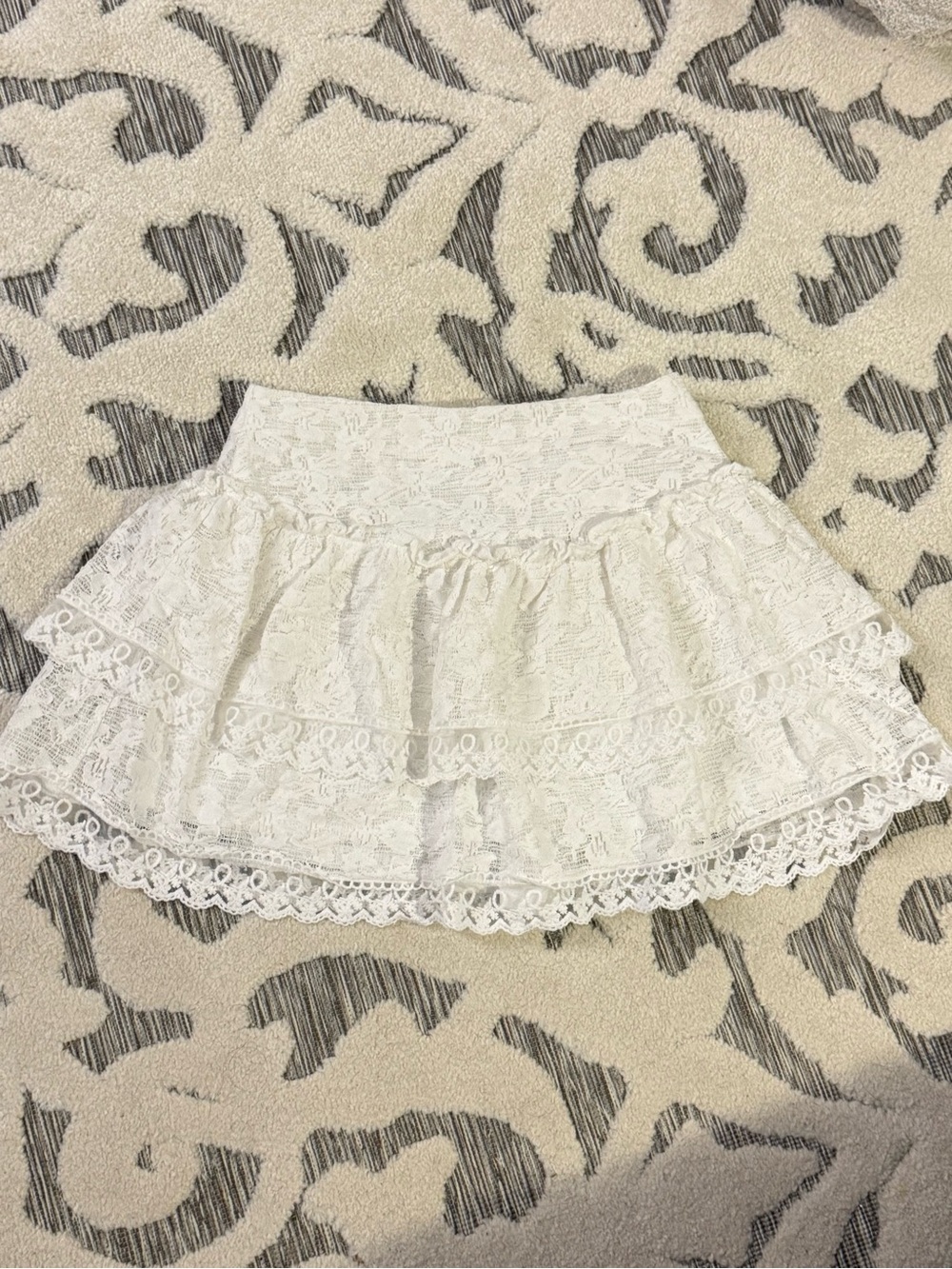 Altar'd State White Tiered Lace Skirt
